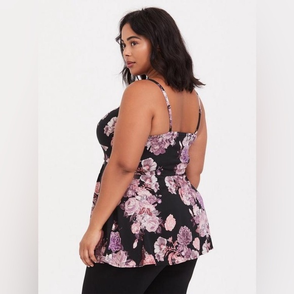 Torrid Black Floral Challis Corset Cami Size 0 Large - Picture 2 of 9